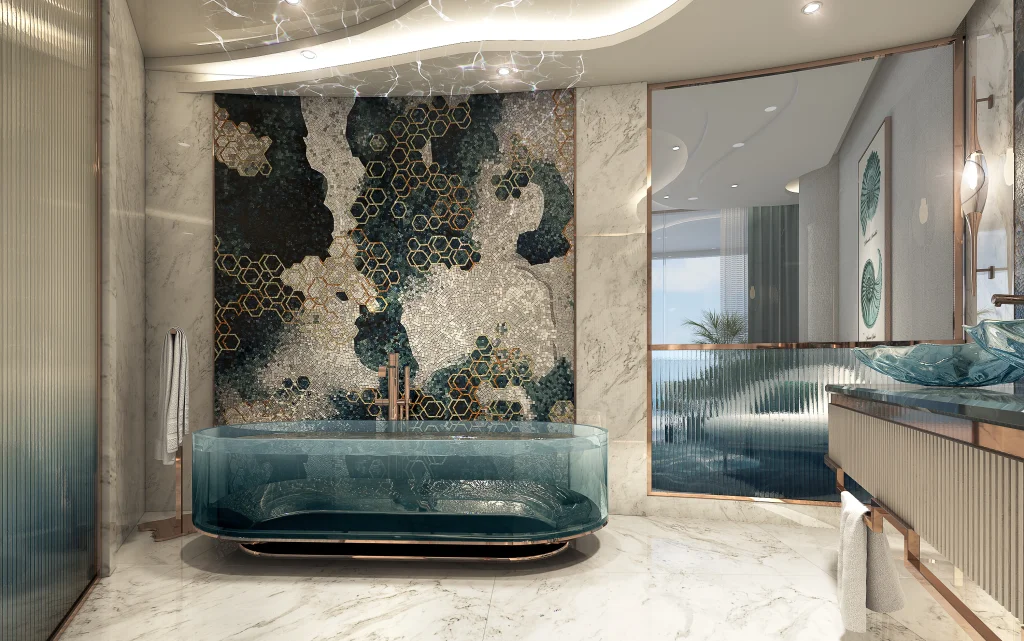 Luxury apartment with city skyline view